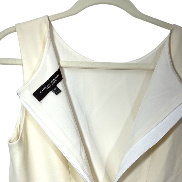 Caroline Herrera Bateau Sleeveless Dress Ivory Size 10 Pre-Loved - Picture 6 of 6